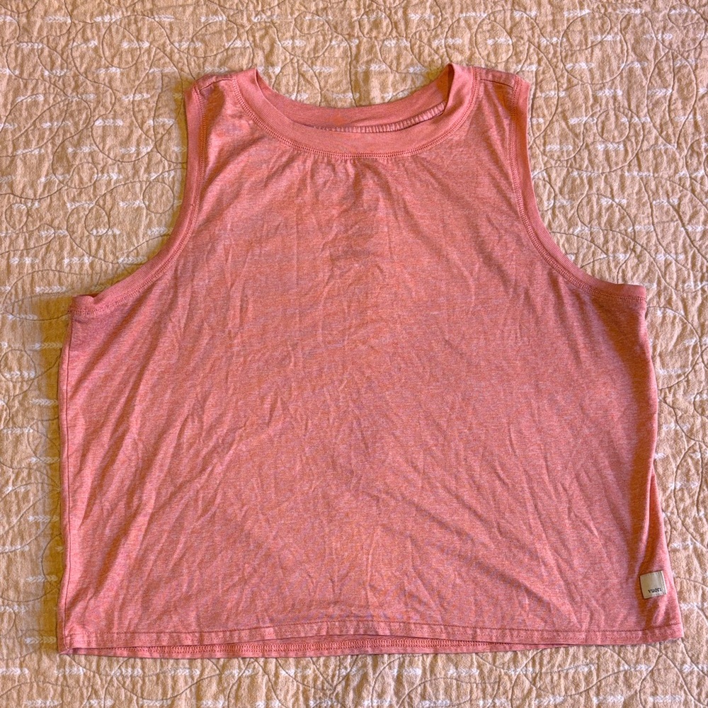 Vuori Pink Coral Cropped Muscle Tee